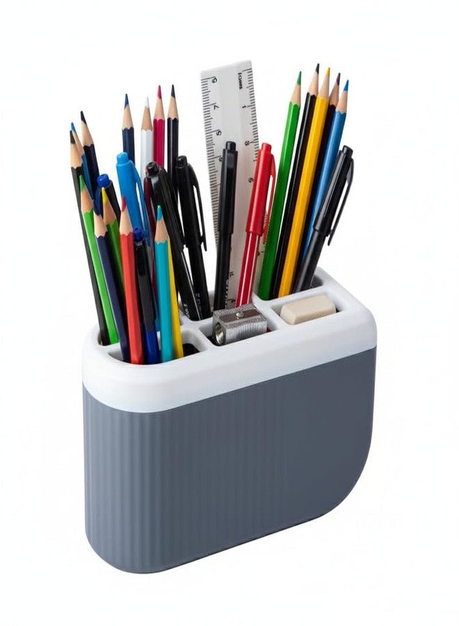 HAPPI Self-Adhesive Wall-Mount Office Desk Organizer and Pen/Pensil Holder, Stationary Storage Organizer Box for Home Office School(6-Compartments) - Image 1
