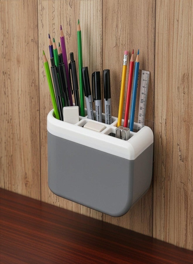 HAPPI Self-Adhesive Wall-Mount Office Desk Organizer and Pen/Pensil Holder, Stationary Storage Organizer Box for Home Office School(6-Compartments) - Image 4