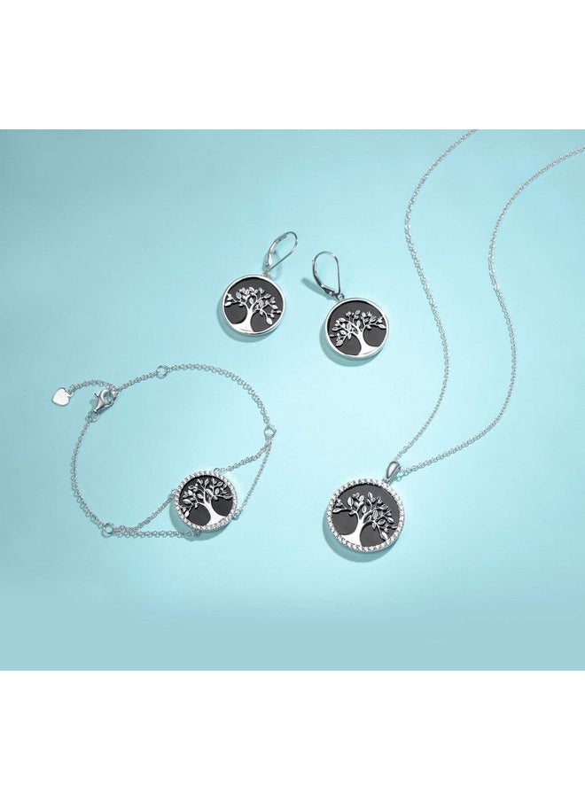 Agvana Sterling Silver Tree Of Life Necklace For Women Genuine Black Onyx Cz Dainty Family Tree Pendant Anniversary Jewelry Birthday Gifts For Women Girls Mom Grandma Wife Daughter  - Image 4