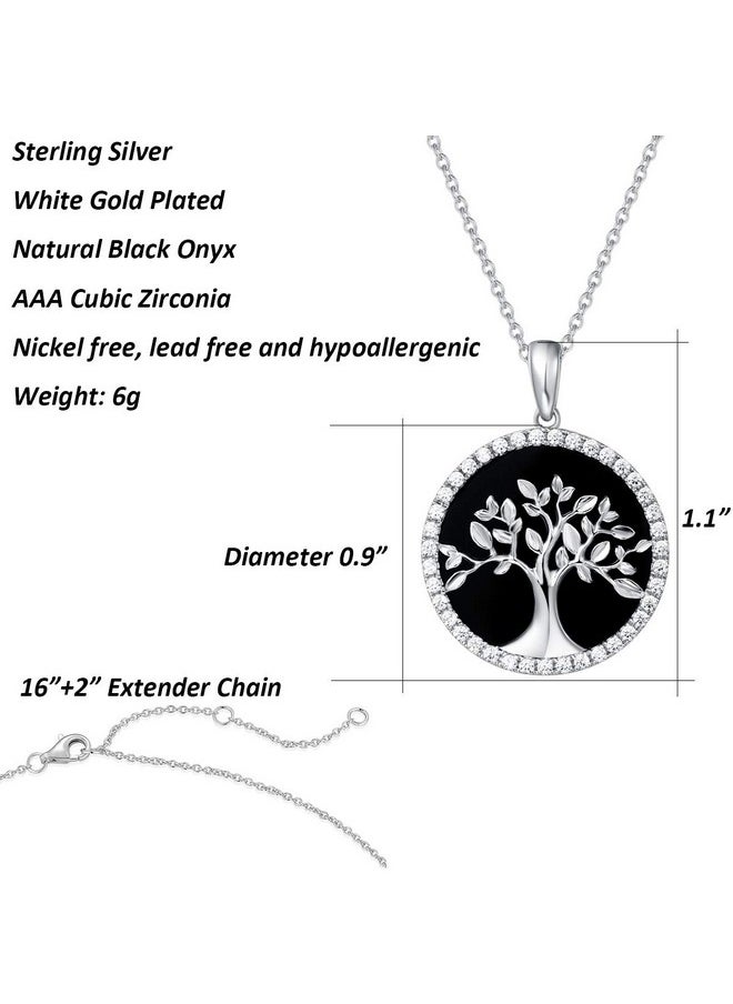 Agvana Sterling Silver Tree Of Life Necklace For Women Genuine Black Onyx Cz Dainty Family Tree Pendant Anniversary Jewelry Birthday Gifts For Women Girls Mom Grandma Wife Daughter  - Image 5