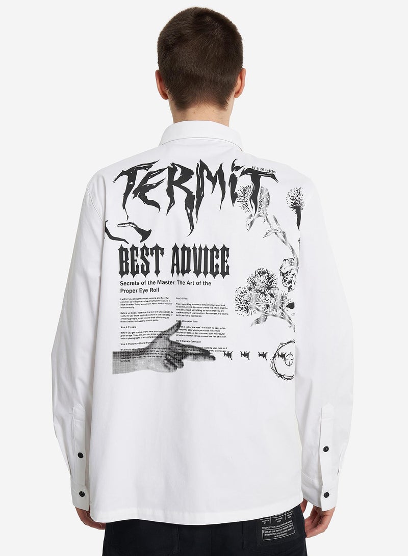Termit Termit Men's White Shirt – Soft Cotton Blend, Loose Fit for Comfort, Original Print for Bold Style, Breathable and Durable Fabric  - Image 3