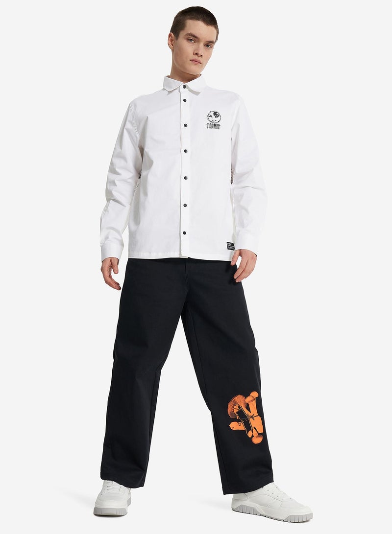 Termit Termit Men's White Shirt – Soft Cotton Blend, Loose Fit for Comfort, Original Print for Bold Style, Breathable and Durable Fabric  - Image 4
