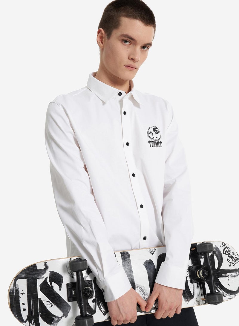 Termit Termit Men's White Shirt – Soft Cotton Blend, Loose Fit for Comfort, Original Print for Bold Style, Breathable and Durable Fabric  - Image 1