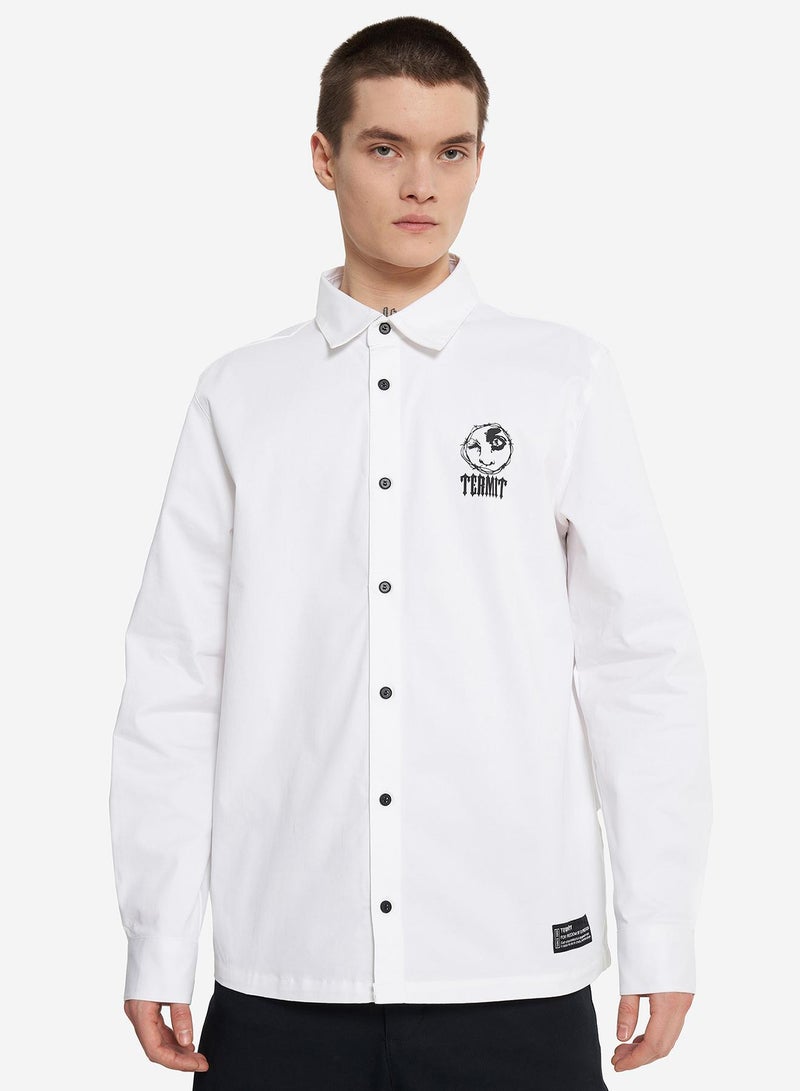 Termit Termit Men's White Shirt – Soft Cotton Blend, Loose Fit for Comfort, Original Print for Bold Style, Breathable and Durable Fabric  - Image 2
