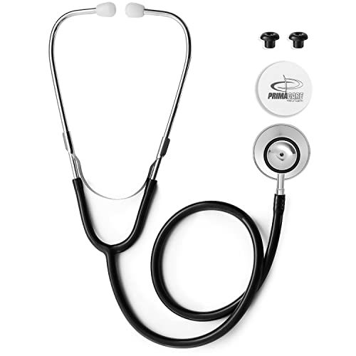 PRIMACARE ستيثوسكوب برايم كير DS-9290-BK بحجم الكبار 22" للأدوات التشخيصية والفحص، خفيف الوزن ورأس مزدوج من الألمنيوم، أسود - Image 1
