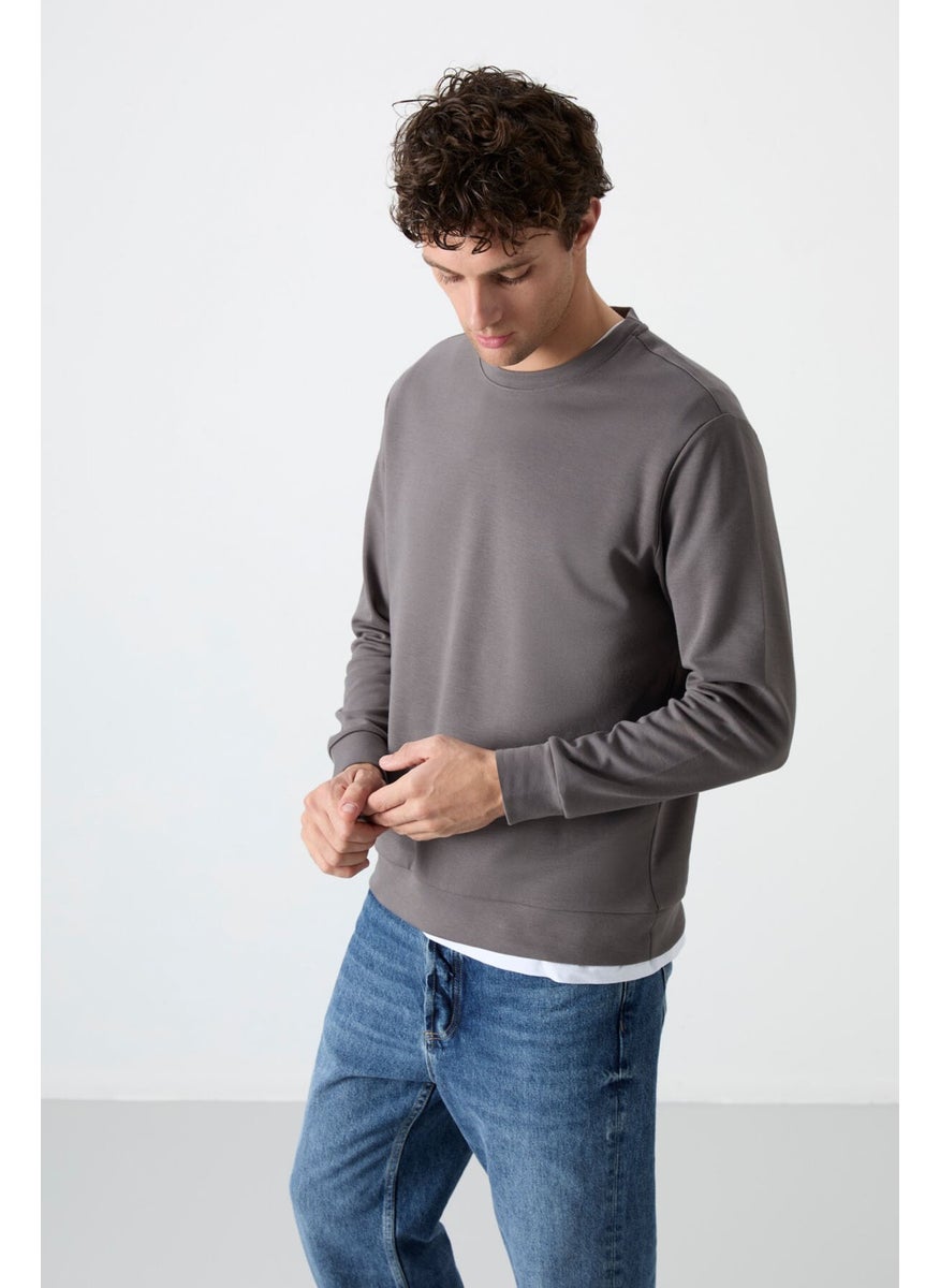Tommy Life Dark Grey Basic O Neck Comfortable Form Men's Sweatshirt - 88053  - Image 1