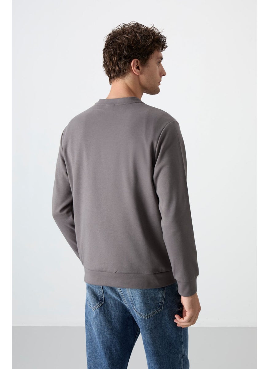 Tommy Life Dark Grey Basic O Neck Comfortable Form Men's Sweatshirt - 88053  - Image 5