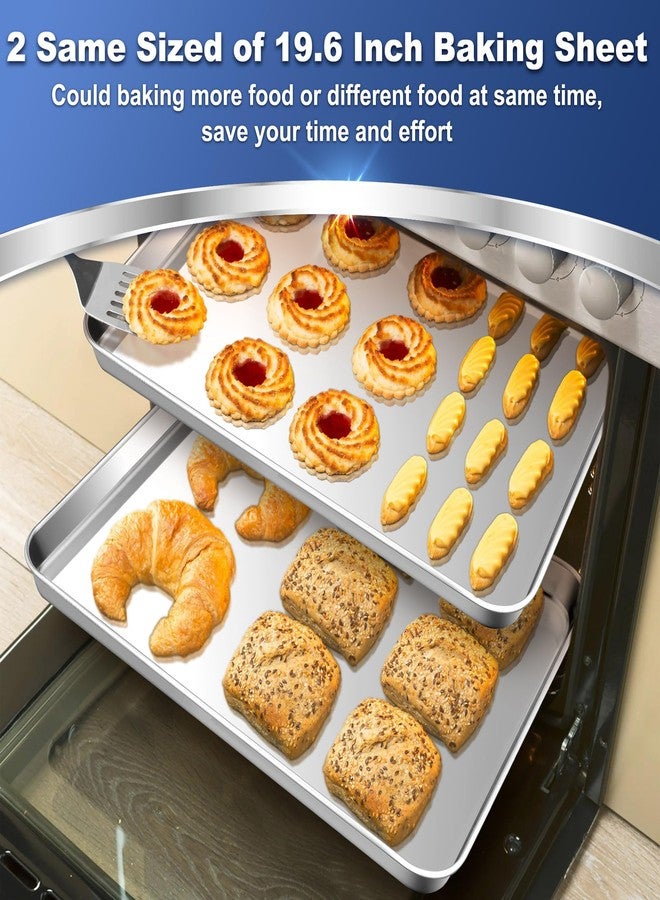 P&P CHEF Baking Cookie Sheet Set of 2, 19.6 Inch Stainless Steel Cookie Sheet Pan, Large Baking Pan Bakeware, Heavy Duty & Healthy, Oven & Dishwasher Safe - Image 5