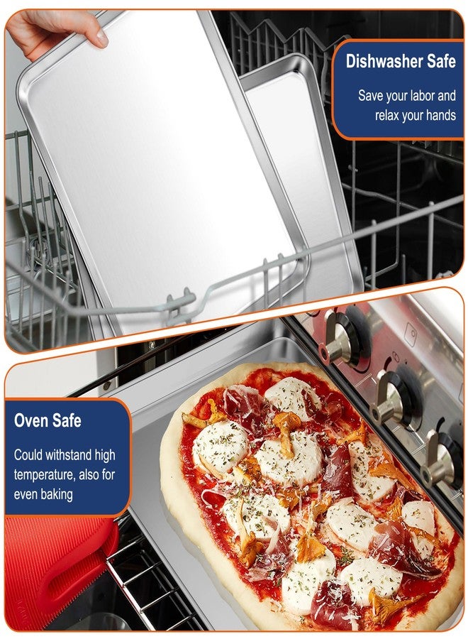 P&P CHEF Baking Cookie Sheet Set of 2, 19.6 Inch Stainless Steel Cookie Sheet Pan, Large Baking Pan Bakeware, Heavy Duty & Healthy, Oven & Dishwasher Safe - Image 4