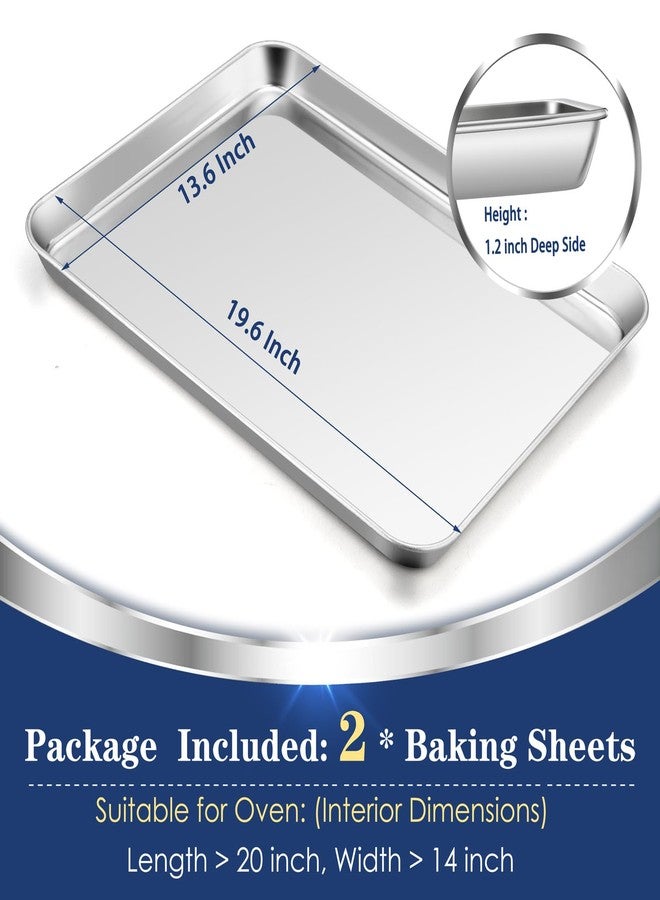 P&P CHEF Baking Cookie Sheet Set of 2, 19.6 Inch Stainless Steel Cookie Sheet Pan, Large Baking Pan Bakeware, Heavy Duty & Healthy, Oven & Dishwasher Safe - Image 2