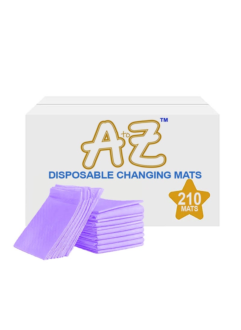 A TO Z A to Z - Disposable Changing Mat size (45cm x 60cm) Large- Premium Quality for Baby Soft Ultra Absorbent Waterproof Pack of 210 -Lavender  - Image 1