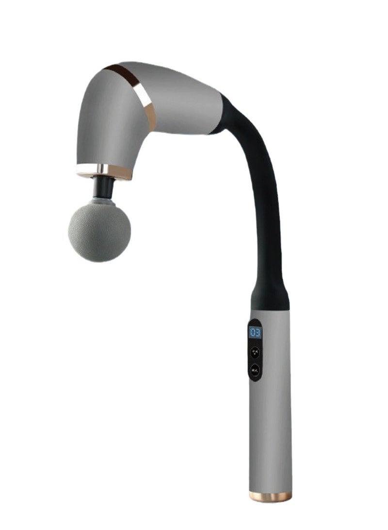 Massager with Extended Handle Revolutionary U-Shaped Back Massager For Pain Relief Deep Tissue Body Massage Hammer For Neck Shoulder Leg Reach Every Muscle with Ease , 6 speed intelligent variable , 4 professional level massage heads - Grey - Image 1