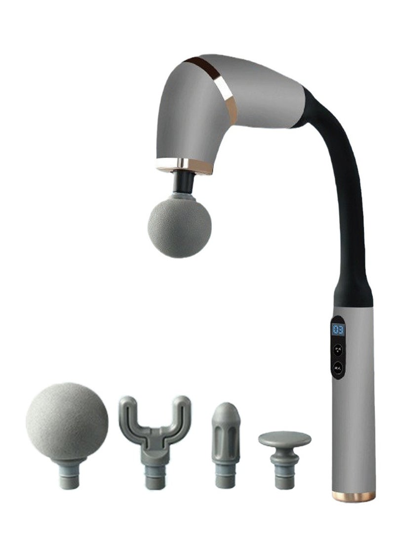 Massager with Extended Handle Revolutionary U-Shaped Back Massager For Pain Relief Deep Tissue Body Massage Hammer For Neck Shoulder Leg Reach Every Muscle with Ease , 6 speed intelligent variable , 4 professional level massage heads - Grey - Image 2