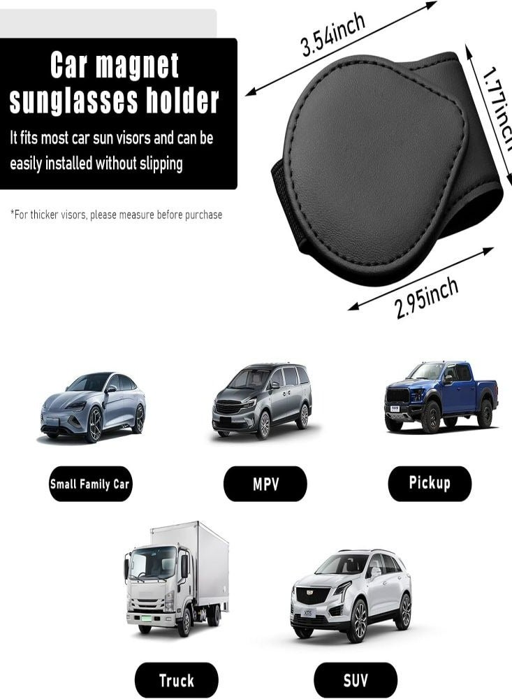 Oasisgalore Sunglasses Holders for Car Visor - Magnetic Leather Sunglasses Holder and Ticket Card Clip - Car Visor Accessories  - Image 2