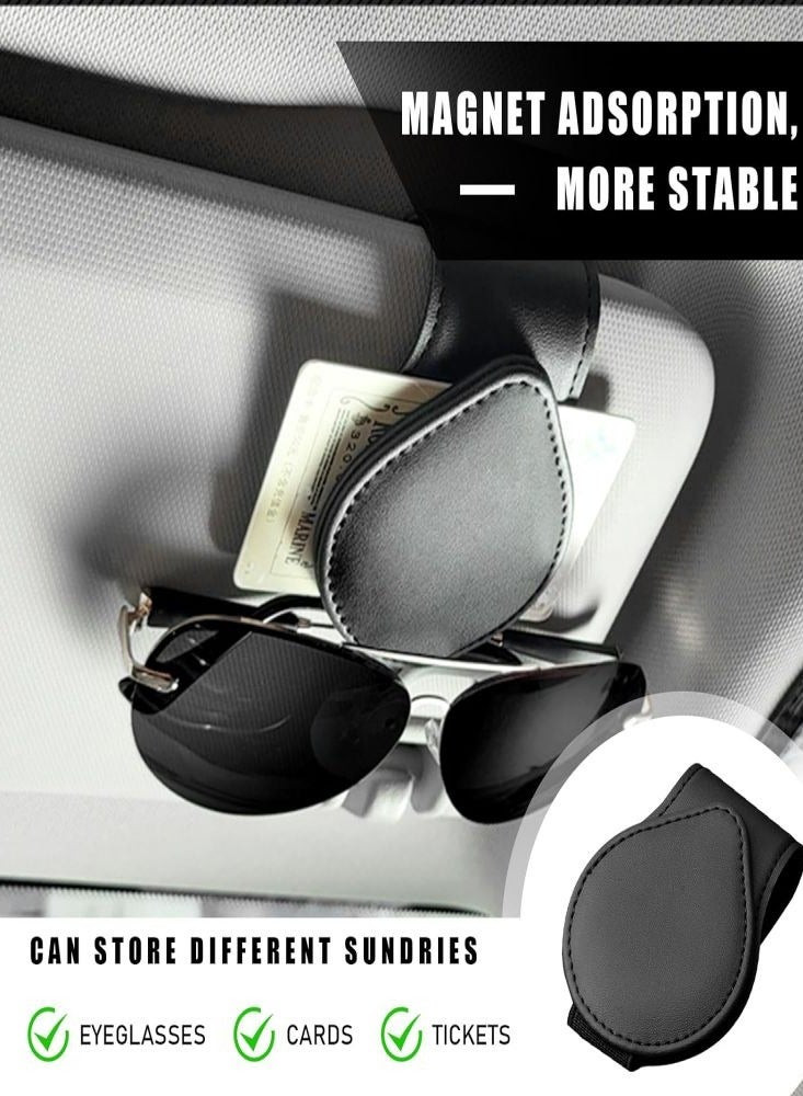 Oasisgalore Sunglasses Holders for Car Visor - Magnetic Leather Sunglasses Holder and Ticket Card Clip - Car Visor Accessories  - Image 3