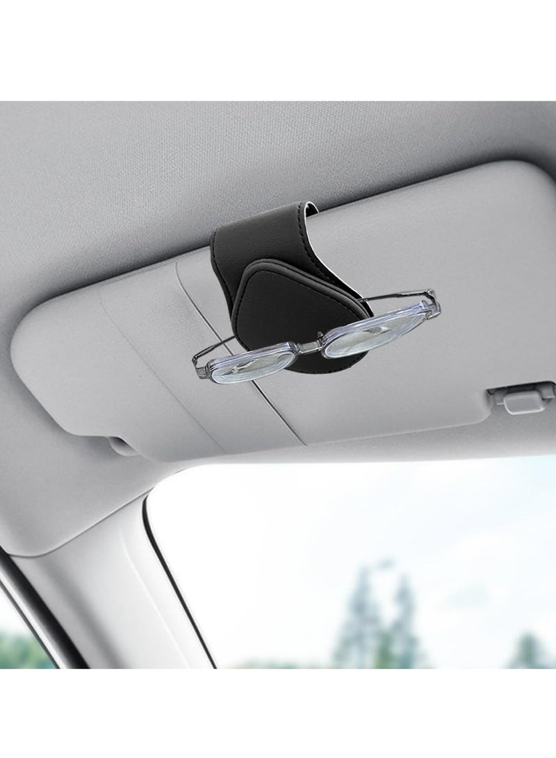 Oasisgalore Sunglasses Holders for Car Visor - Magnetic Leather Sunglasses Holder and Ticket Card Clip - Car Visor Accessories  - Image 1