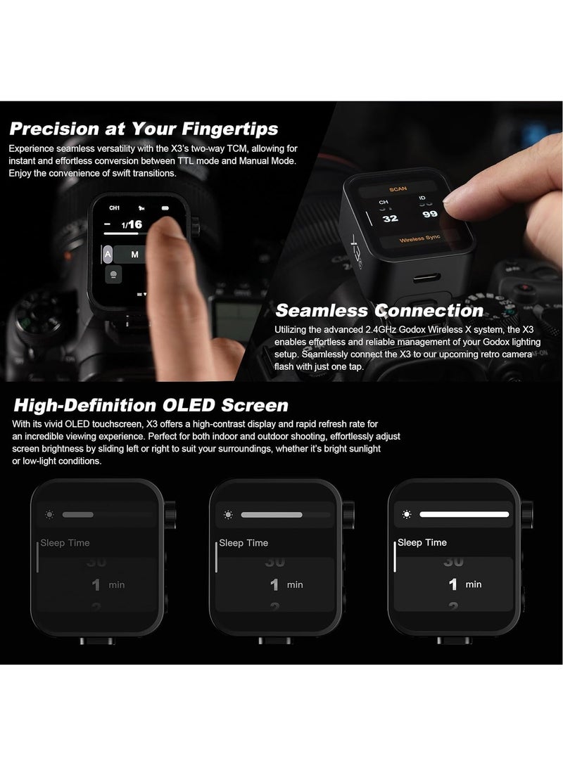 Godox X3-N TTL Wireless Flash Trigger for Nikon Cameras,Touch Screen OLED TTL Wireless Flash Trigger Transmitter, with TCM Conversion,7 Days Standby (Upgrade Version of Xpro-N/XproII-N/X2T-N)  - Image 3