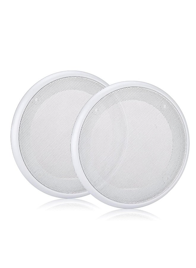 Generic 6.5in Ceiling Speaker Grille Covers, White Round Commercial Ceiling Speaker Grill for 6.5 Inch Speaker, Speaker Decorative Ring DIY Speaker Accessory Part with 8 Mouting Screws (2PCS)  - Image 1