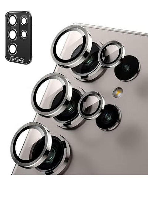 (3+2PCS) for Samsung Galaxy S25 Ultra 5G Camera Lens Protector, 9H Tempered Glass Camera Cover Screen Protector Metal Individual Ring [Installation Tray][Removal tool][Case Friendly]- Titanium