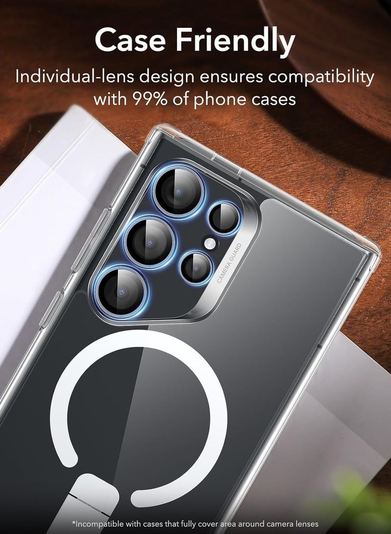 (3+2PCS) for Samsung Galaxy S25 Ultra 5G Camera Lens Protector, 9H Tempered Glass Camera Cover Screen Protector Metal Individual Ring [Installation Tray][Removal tool][Case Friendly]- Titanium  - Image 5