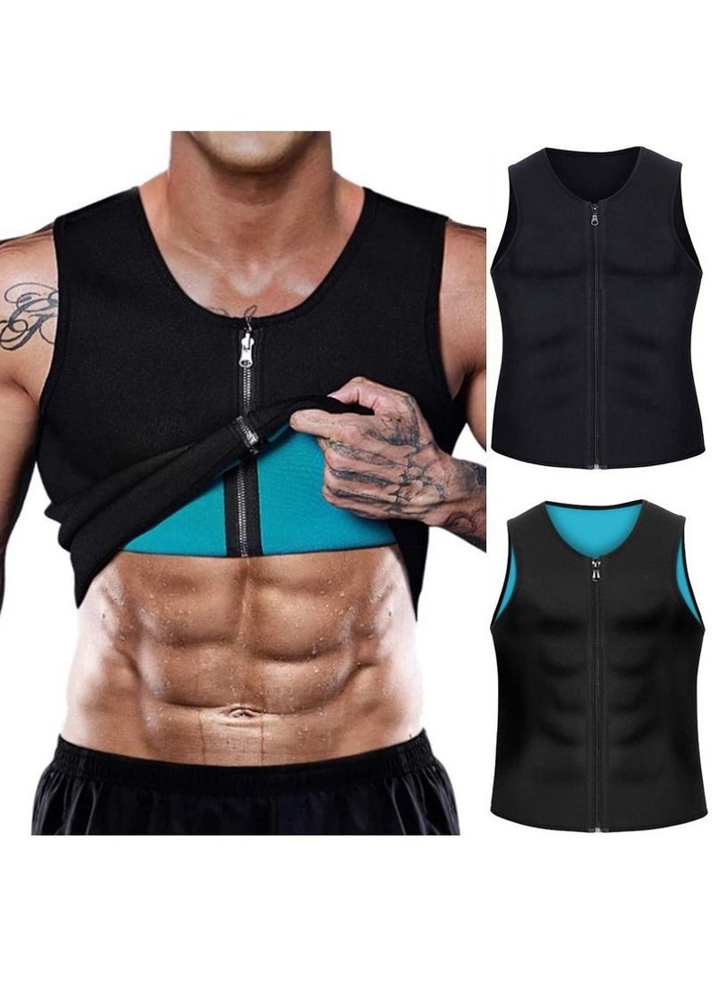 FASHION HOME - Men Hot Neoprene Waist Trainer Vest Workout Sauna Suit Smooth Zipper Tank Top Weight Loss Corset Body Shaper Gym Sweat Shirt - Image 1
