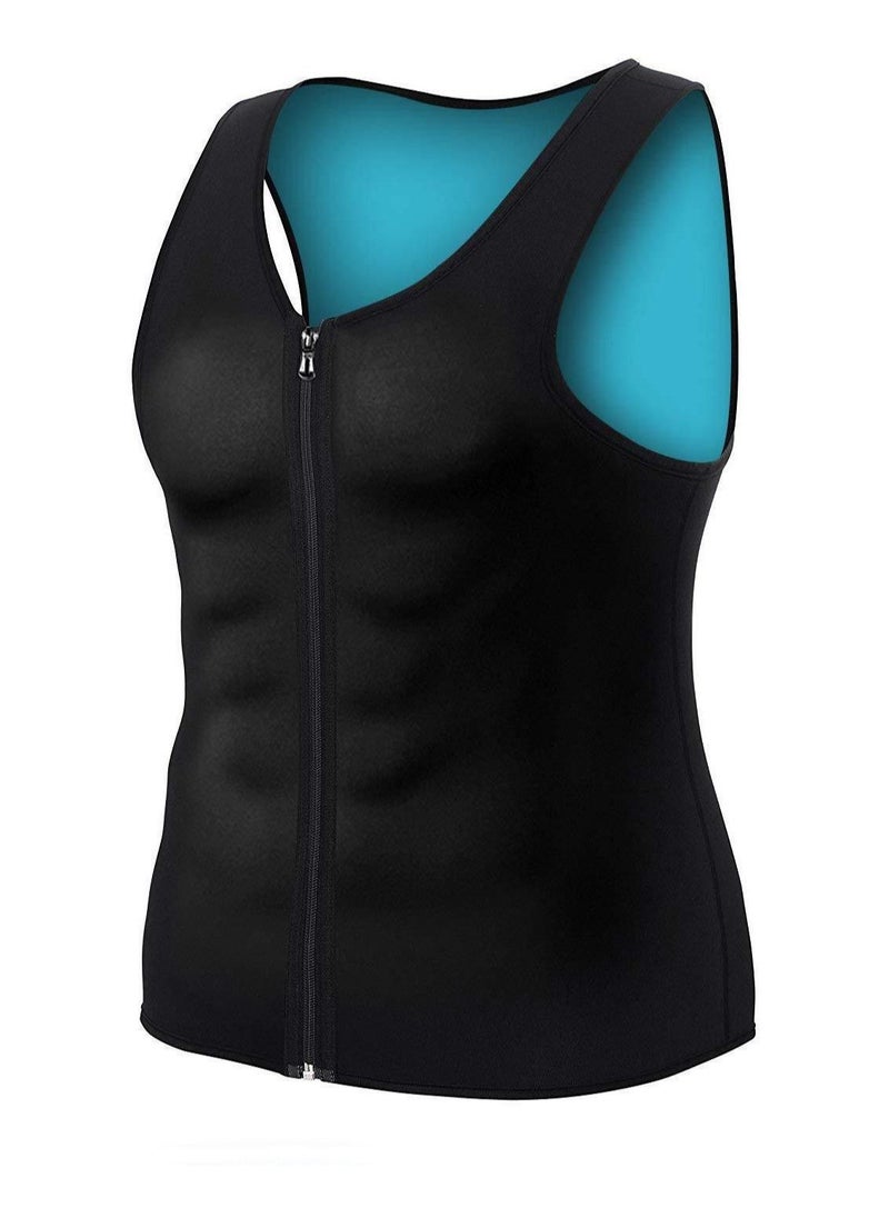 FASHION HOME - Men Hot Neoprene Waist Trainer Vest Workout Sauna Suit Smooth Zipper Tank Top Weight Loss Corset Body Shaper Gym Sweat Shirt - Image 1