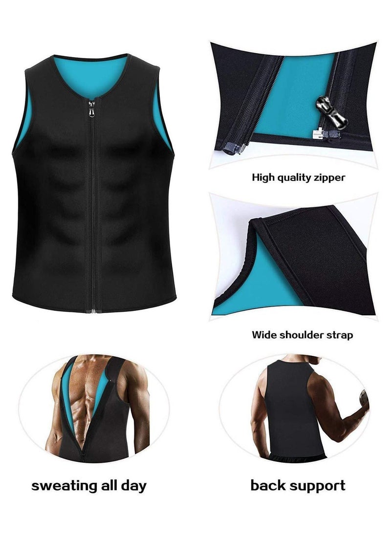 FASHION HOME - Men Hot Neoprene Waist Trainer Vest Workout Sauna Suit Smooth Zipper Tank Top Weight Loss Corset Body Shaper Gym Sweat Shirt - Image 1