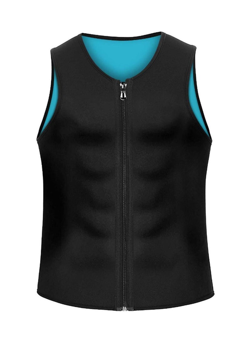 FASHION HOME - Men Hot Neoprene Waist Trainer Vest Workout Sauna Suit Smooth Zipper Tank Top Weight Loss Corset Body Shaper Gym Sweat Shirt - Image 1