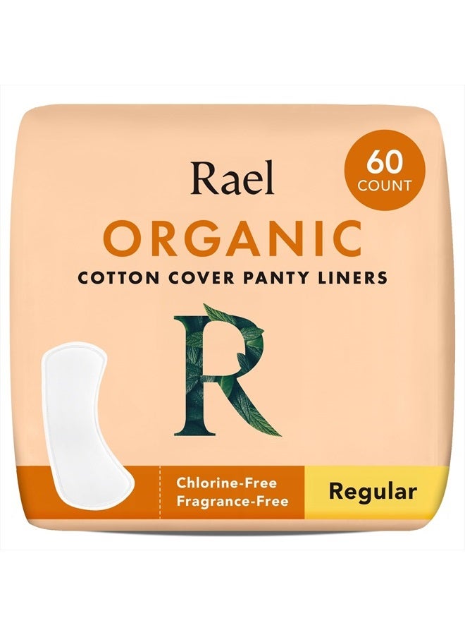 Rael Panty Liners for Women, Organic Cotton Cover - Regular Pantiliners, Light Absorbency, Unscented, Chlorine Free (Regular, 60 Count) - Image 1