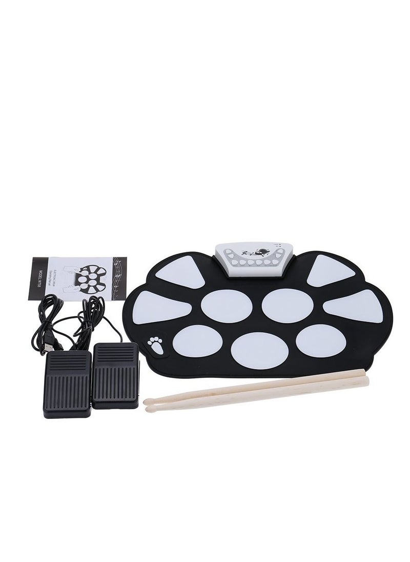 null - 1 Set Roll up Drum Pad Kit Silicon Foldable with Stick Portable Drum Electronic Drum USB Drum - Image 1