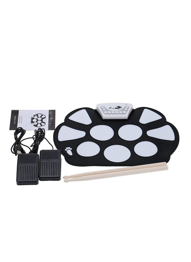 null - 1 Set Roll up Drum Pad Kit Silicon Foldable with Stick Portable Drum Electronic Drum USB Drum - Image 1