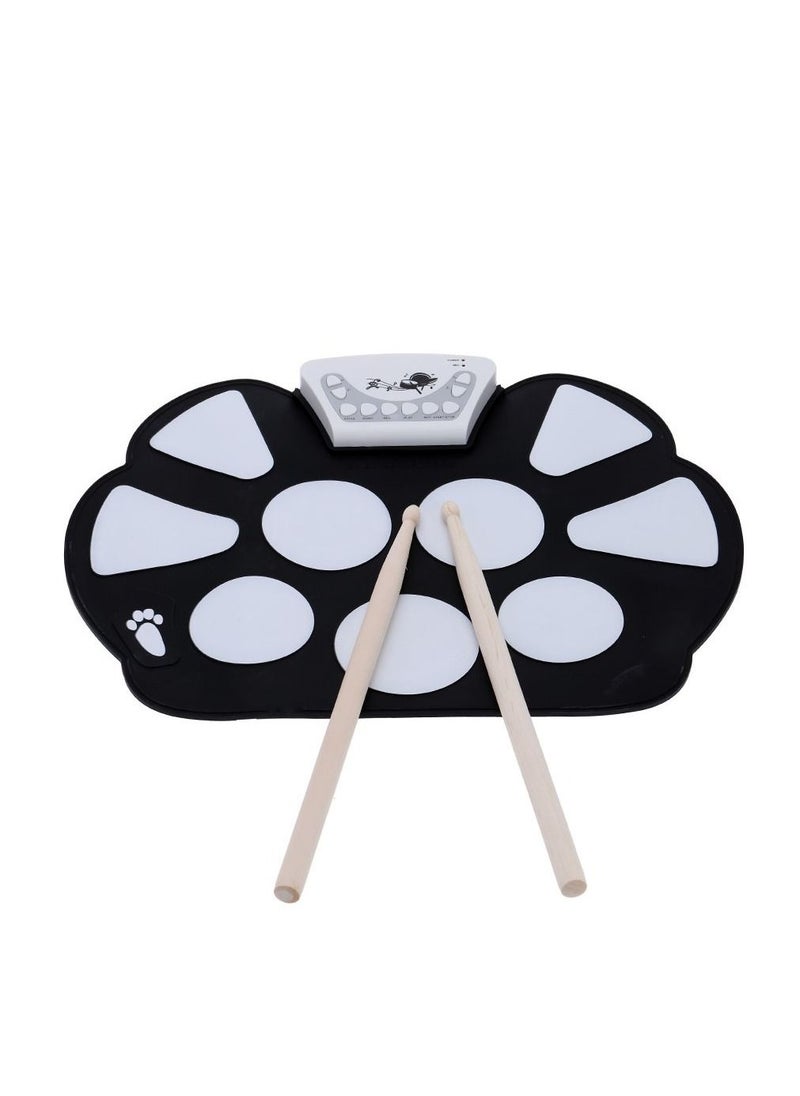 null - 1 Set Roll up Drum Pad Kit Silicon Foldable with Stick Portable Drum Electronic Drum USB Drum - Image 1