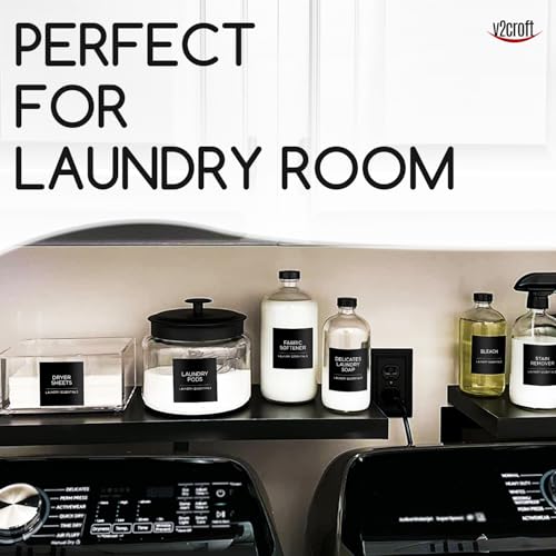 v2croft 144 PCS Minimalist Laundry Room Labels Set, Water Resistant Stickers,Water/Oil Resistant Stickers for Laundry Room, Linen Closet Home Bathroom and The Beauty Organization（Black - Image 5