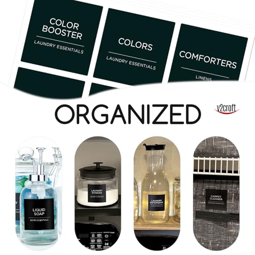 v2croft 144 PCS Minimalist Laundry Room Labels Set, Water Resistant Stickers,Water/Oil Resistant Stickers for Laundry Room, Linen Closet Home Bathroom and The Beauty Organization（Black - Image 4