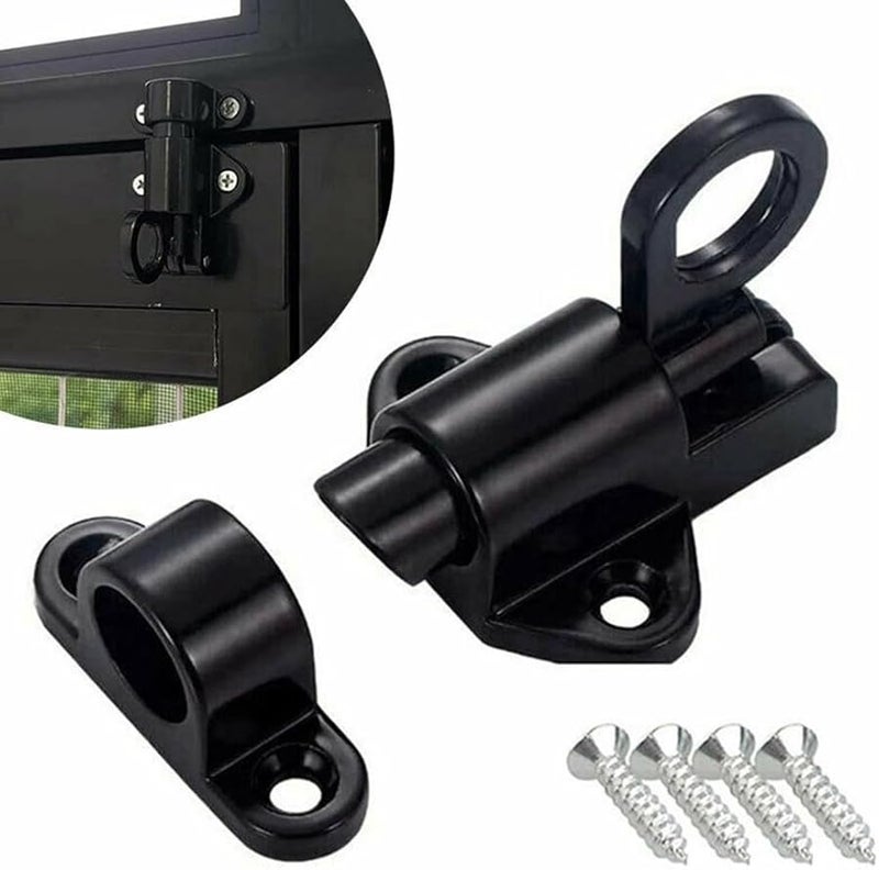 مزلاج زنبركي أوتوماتيكي من سبائك الألومنيوم الأسود للأبواب والنوافذ المفتوحة - Image 3