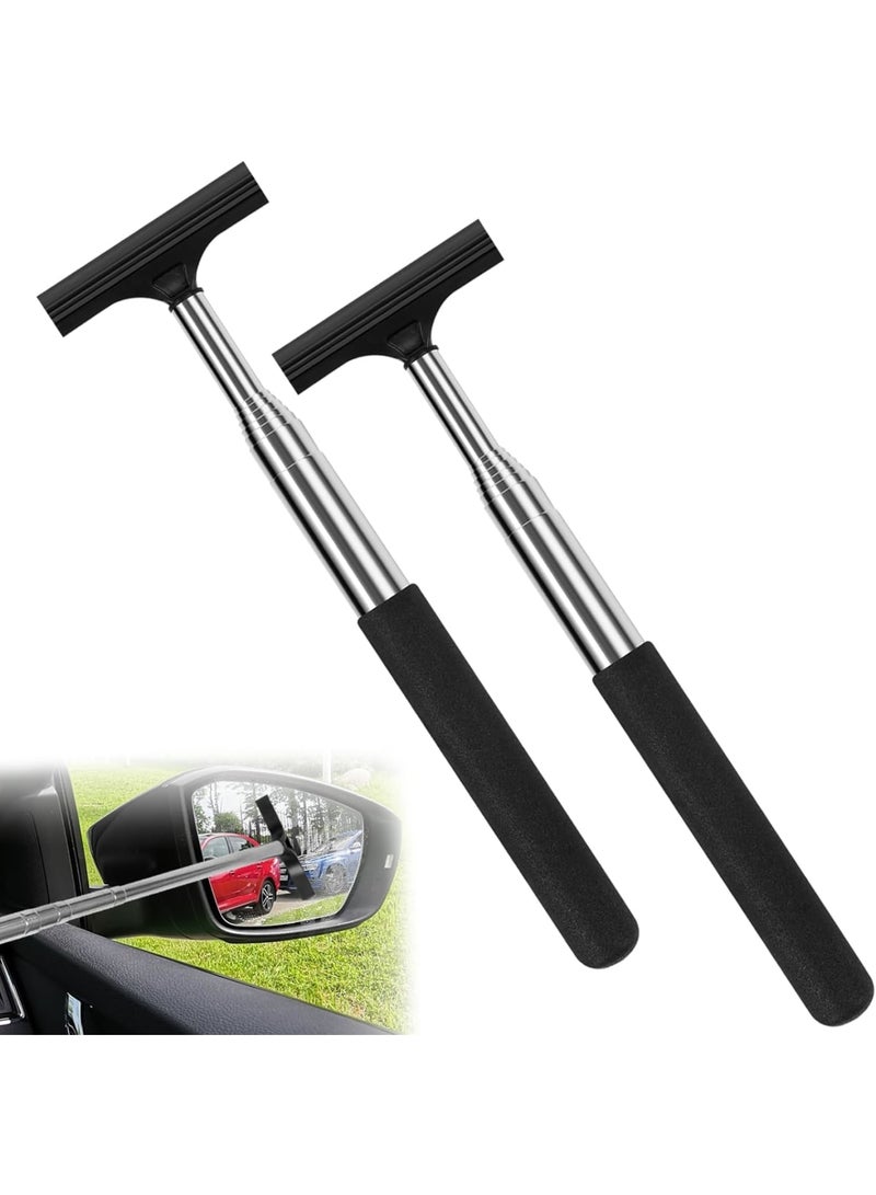 Cobest 2 Pcs Car Mirror Wiper, 38.6in Handle Car Side Mirror Squeegee, Car Mirror Squeegee, Side Mirror Squeegee, Mini Squeegee for Rainy Foggy Weather - Image 1
