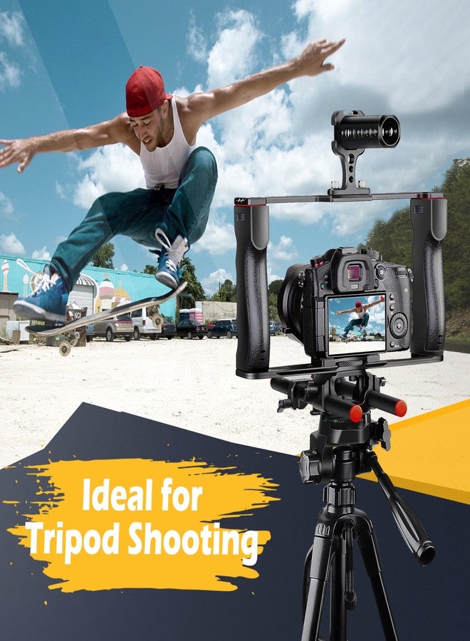 Zeadio Camera Video Rig Cage, Aluminum Filmmaking Movie Making Kit with Top Handle, Arca Type Base and two 15mm Rod Guide, Compatible with all DSLR Camera and Camcorder - Image 3