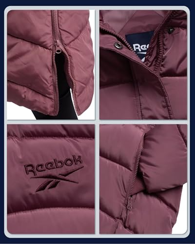 Reebok Womens Maxi Puffer Jacket - Long Length Parka - Heavyweight Wind & Water Resistant Insulated Winter Jackets for Women, Size Large, Pink Haze - Image 4