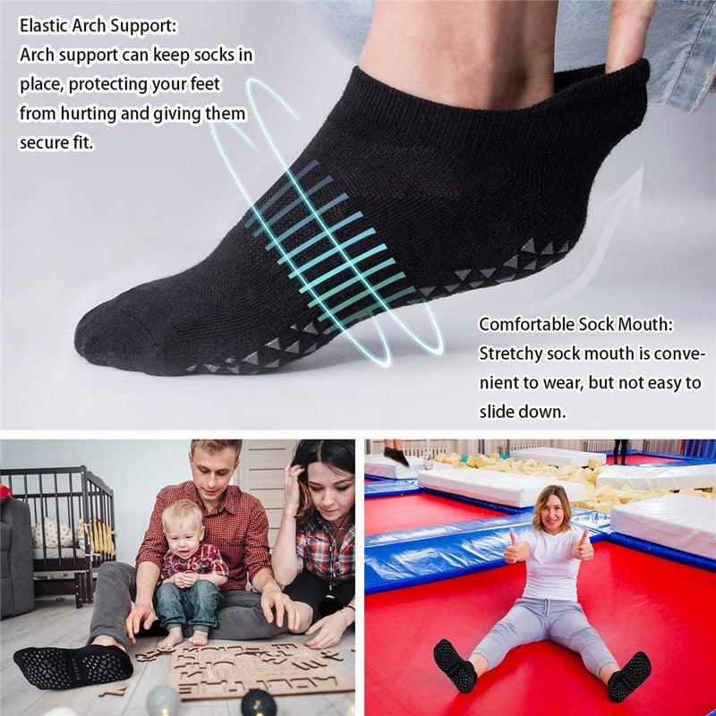 Hylaea Pilates Socks for Hospital, Barre, Non Slip Yoga Socks with Grip for Women & Men, Ankle Cut, Cushioned, Anti skid, Home Slipper Socks, Black, Small-Medium - Image 3