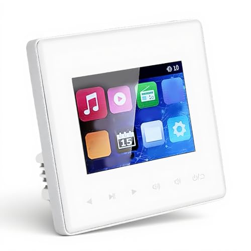 PUSOKEI Wall Mount Music Amplifier, 2.8 inch Smart Ceiling Speaker Background Music Controller with HD Screen, Bluetooth, FM Radio, Timer and Multi Format Support - Image 1