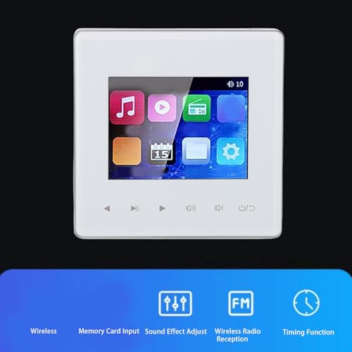 PUSOKEI Wall Mount Music Amplifier, 2.8 inch Smart Ceiling Speaker Background Music Controller with HD Screen, Bluetooth, FM Radio, Timer and Multi Format Support - Image 3