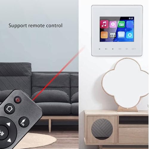 PUSOKEI Wall Mount Music Amplifier, 2.8 inch Smart Ceiling Speaker Background Music Controller with HD Screen, Bluetooth, FM Radio, Timer and Multi Format Support - Image 2