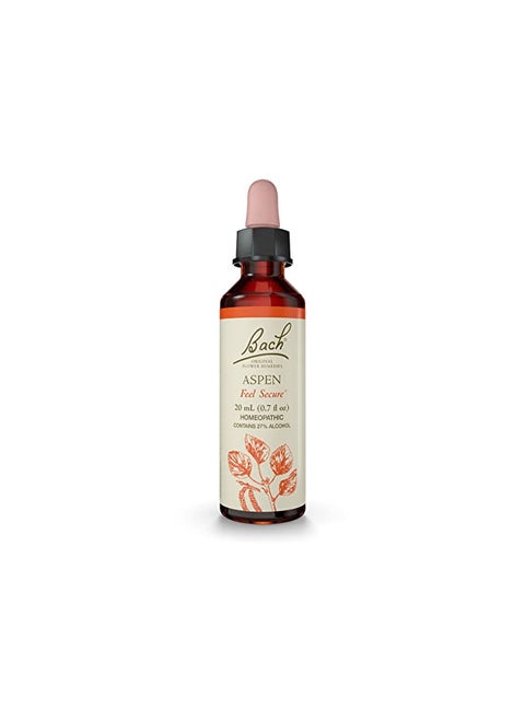 Bach Original Flower Remedies, Aspen for Apprehension and Security, Natural Homeopathic Flower Essence, Holistic Wellness, Vegan, 20mL Dropper