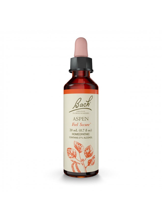 Bach Original Flower Remedies, Aspen for Apprehension and Security, Natural Homeopathic Flower Essence, Holistic Wellness, Vegan, 20mL Dropper