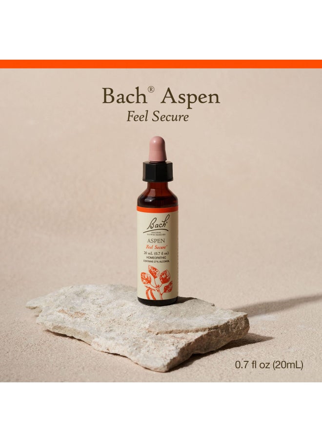 Bach Original Flower Remedies, Aspen for Apprehension and Security, Natural Homeopathic Flower Essence, Holistic Wellness, Vegan, 20mL Dropper