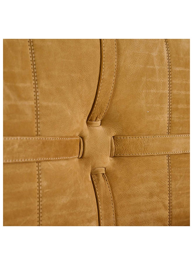 AL HUZAIFA FURNITURE - Graziano King Bed Upholstered In Mustard Full Grain Leather, With Pinewood Frame - Image 1