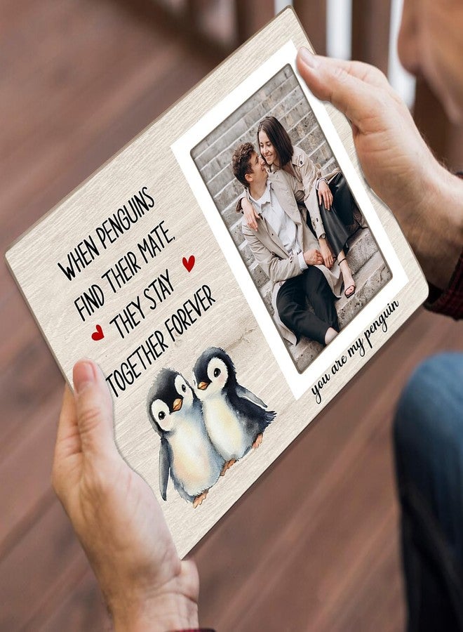 KLYTINK Penguin Gifts, Engagement Picture Frame, Wedding Gifts for Couple, Valentine's Gift for Him Her, Anniversary Couple Gifts, Penguin Love Gifts Photo Frame, fits 4x6 Photo, when Penguins Find Their Mate - Image 4
