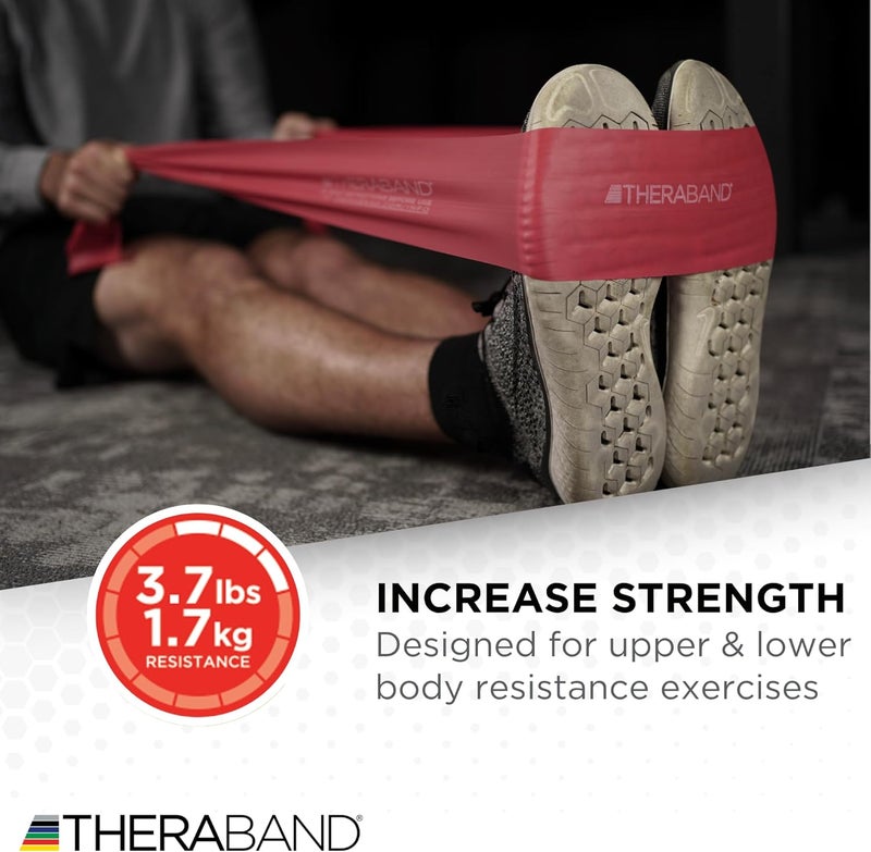TheraBand مجموعة أحزمة المقاومة اللاتكس الاحترافية من THERABAND لتمارين الجزء العلوي والسفلي من الجسم - أصفر/أحمر/أخضر، مجموعة مبتدئين بطول 5 أقدام - Image 5