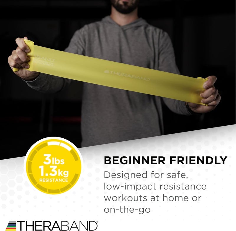 TheraBand مجموعة أحزمة المقاومة اللاتكس الاحترافية من THERABAND لتمارين الجزء العلوي والسفلي من الجسم - أصفر/أحمر/أخضر، مجموعة مبتدئين بطول 5 أقدام - Image 4
