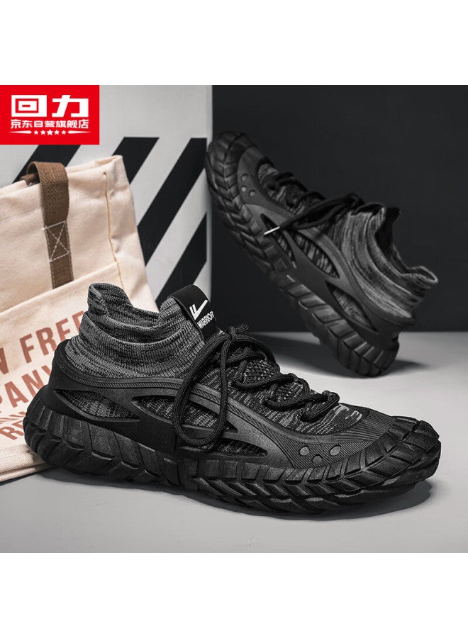 Pull Back Huili Men'S Sneakers, New Trendy Sock Shoes For Spring And Summer 2025, Black, Size 41 - Image 1